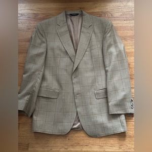 Joseph A Banks Men’s Camel Striped Blazer Size 41Reg 50% wool 50% silk